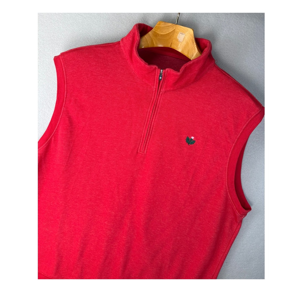 Turfleson Mens‎ XL Red 1/4 Zip Sleeveless Golf Vest Casual Layering Off The Yach